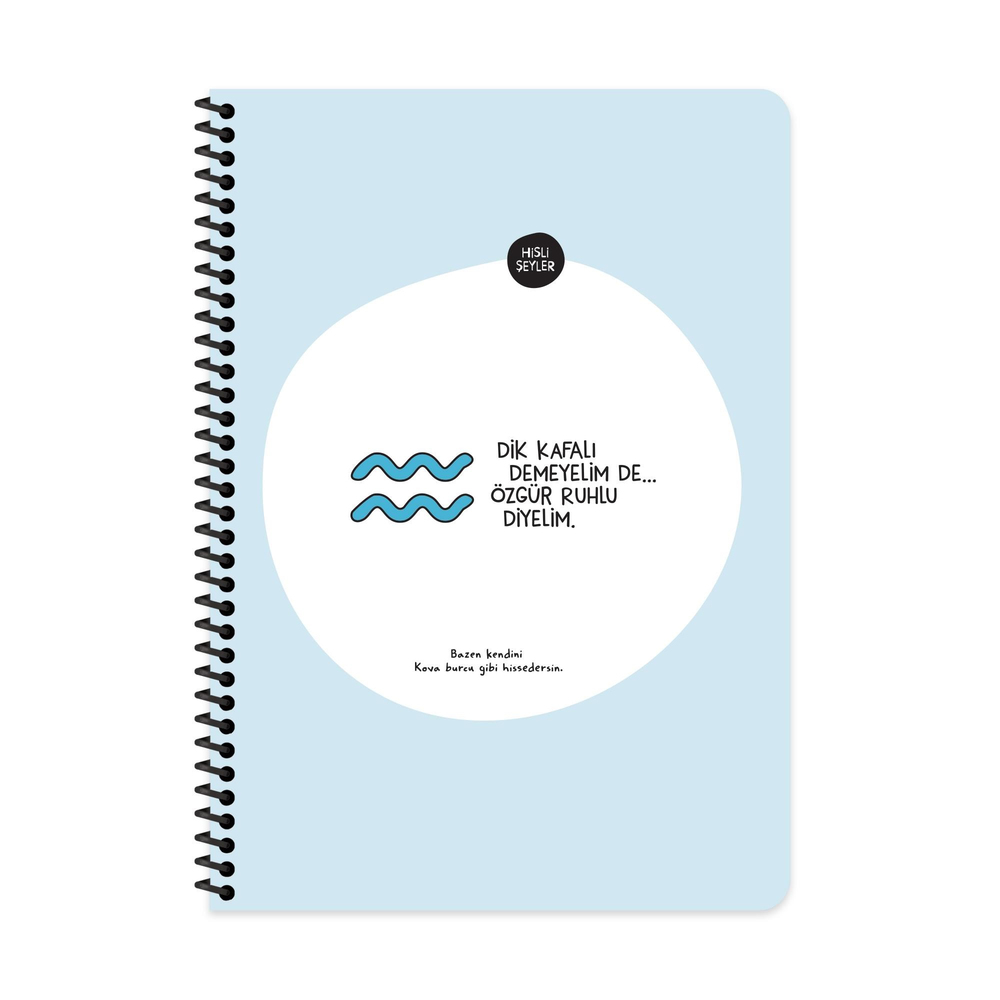 Hisli Şeyler A4 Spiralli Karton Kapak Kareli Stickerli Burçlar Serisi Defter - Dik Kafalı Demeyelim De Özgür Ruhlu Diyelim