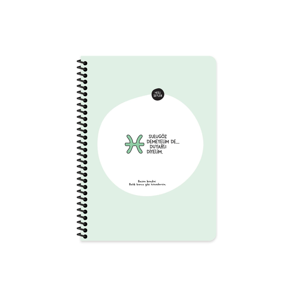 Hisli Şeyler Burçlar Serisi 16,5x22,5 Çizgili Spiralli Stickerli Defter - Sulugöz Demeyelim De Duyarlı Diyelim