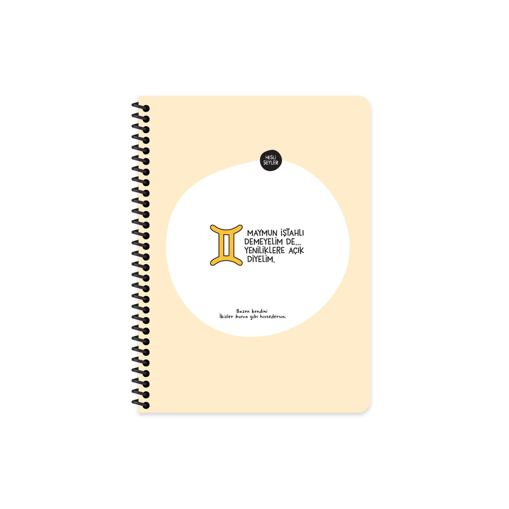 Hisli Şeyler Burçlar Serisi A4 Çizgili Stickerli Defter - Maymun İştahlı Demeyelim De Yeniliklere Açık Diyelim