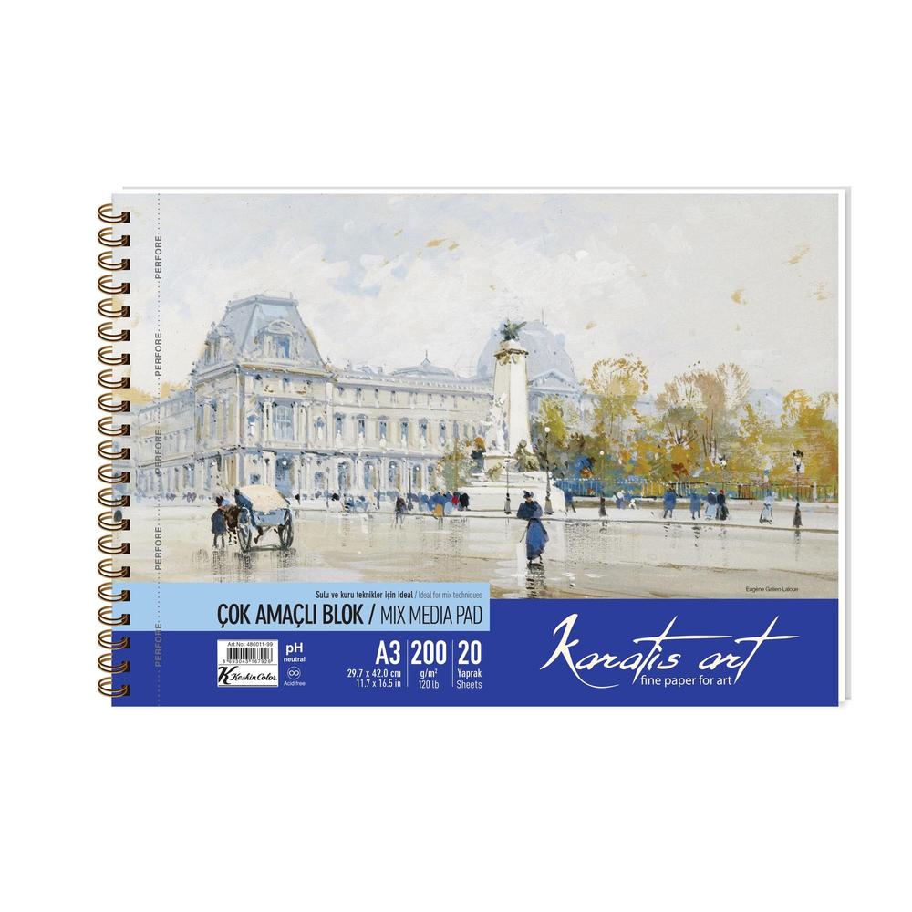 Karatis Art 200Gr A3 20 Yp. Spiralli Resim Blok