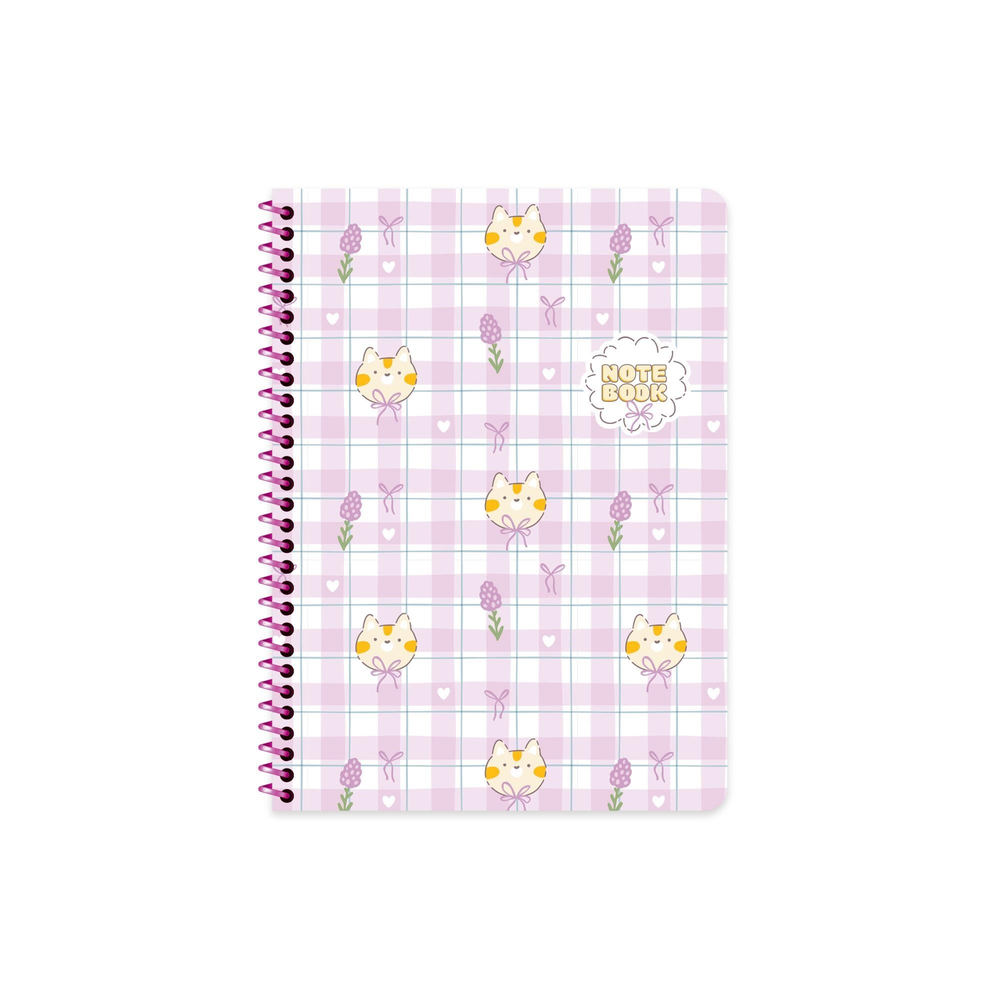 Keskin 16.5 x 22.5 Kareli Karton Kapak Kawaii Defter - Kedi