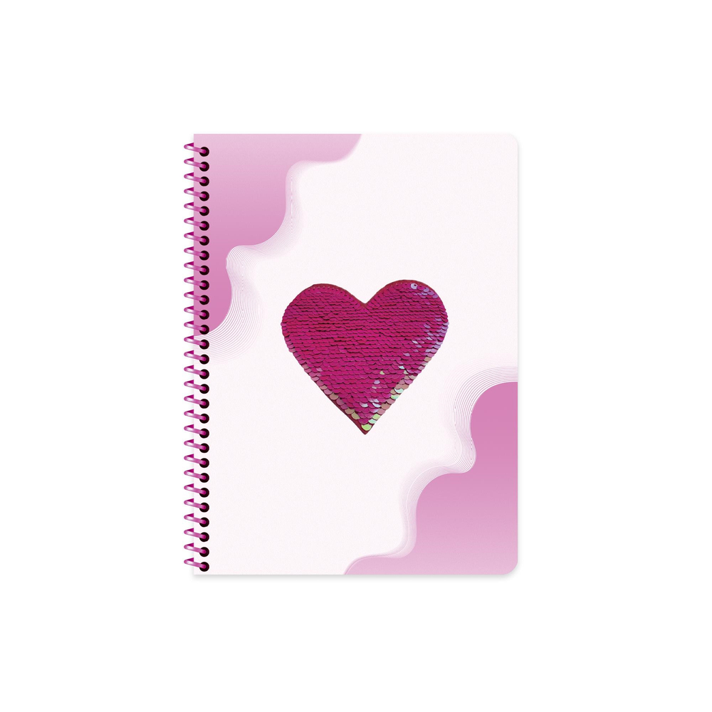Keskin 16.5x 22.5 Çizgili Pullu Kalp Spiralli Defter - Mor