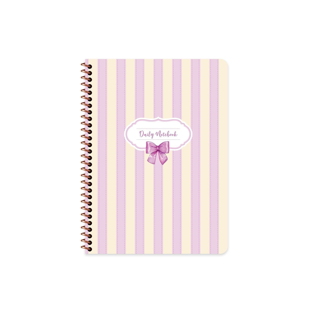 Keskin 16,5*22,5 Kurdele Çizgili Spiralli Sert Kapak Defter- Mor Kurdele