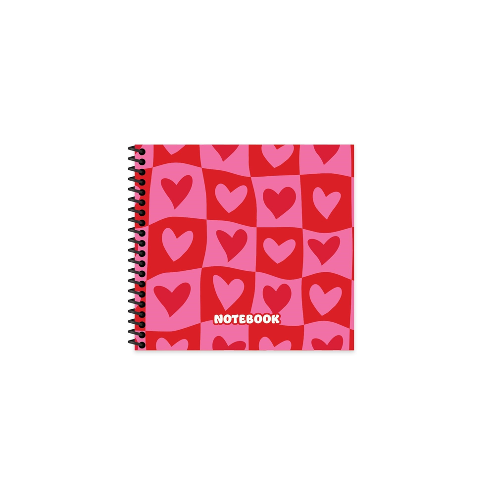Keskin 16x15 Çizgili Spiralli Sert Kapak Romantik Defter - Kalpler