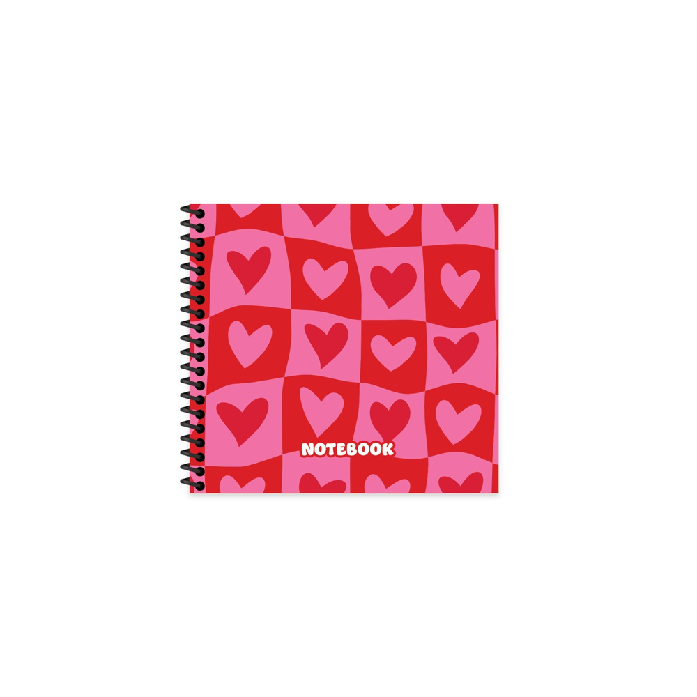 Keskin 16x15 Çizgili Spiralli Sert Kapak Romantik Defter - Kalpler