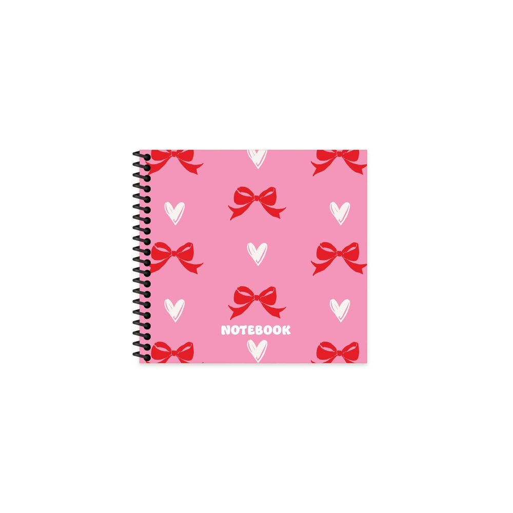 Keskin 16x15 Çizgili Spiralli Sert Kapak Romantik Defter - Pembe Kurdele
