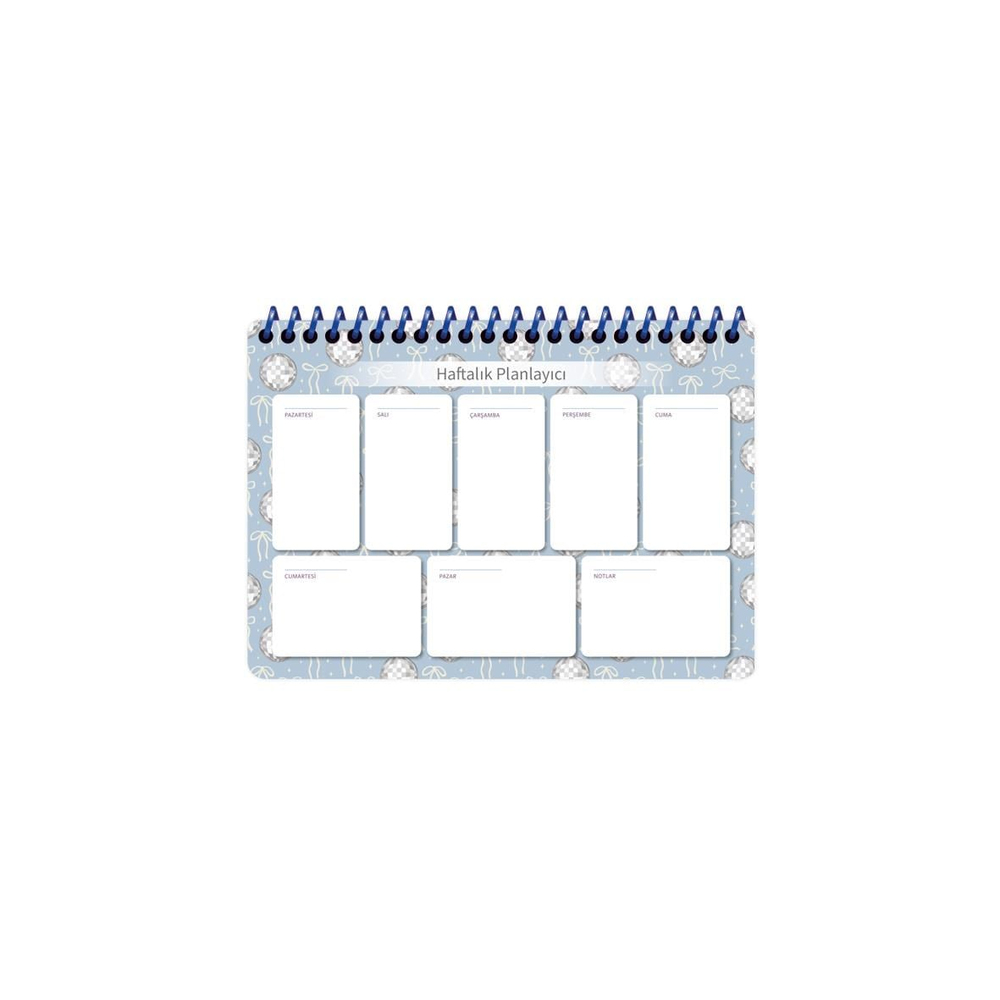 Keskin 17 x 24 52 Yp. Trend Haftalık Spiralli Planner - Mavi