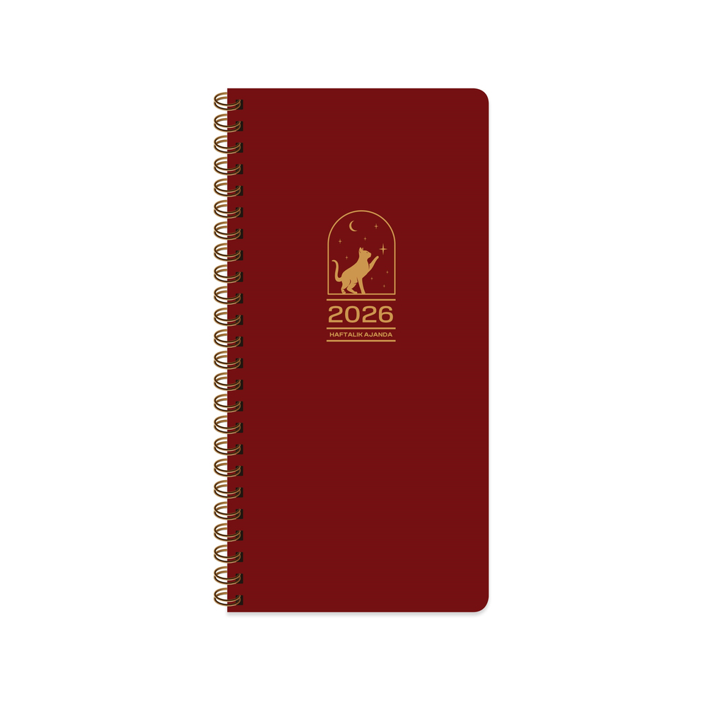 Keskin 2026-8*16 Haftalık Spiralli Cep Ajandası - Bordo