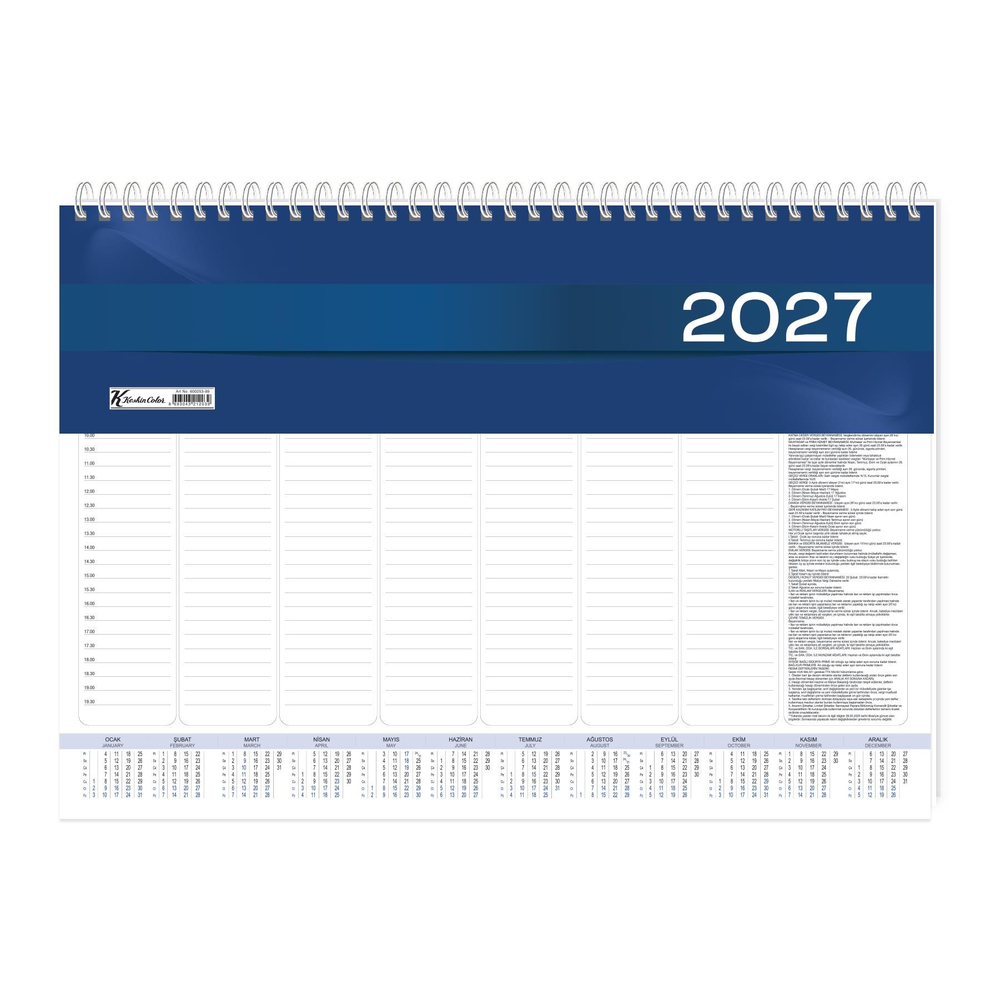 Keskin 2027-AJ-70 28*40 Haftalık Spiralli Masa Sümeni
