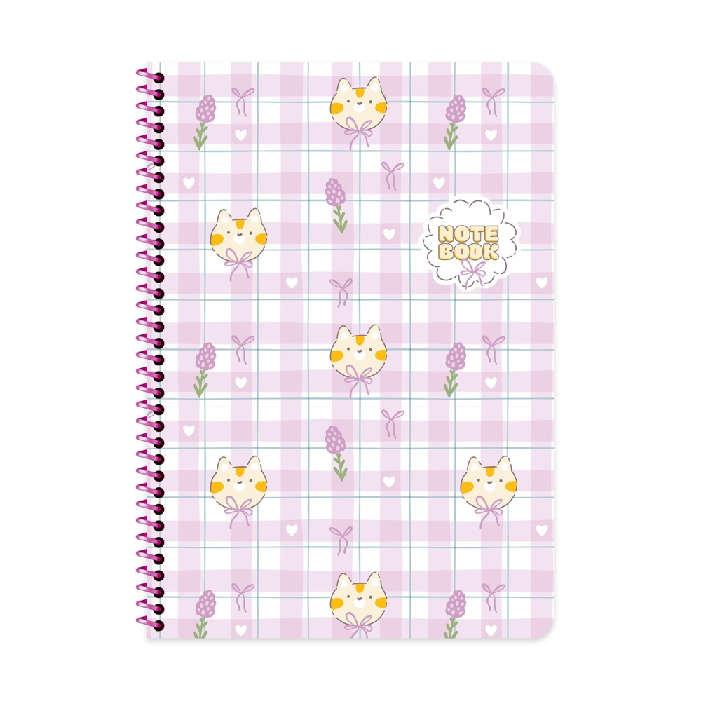 Keskin A4 Kareli Karton Kapak Kawaii Defter - Kedi