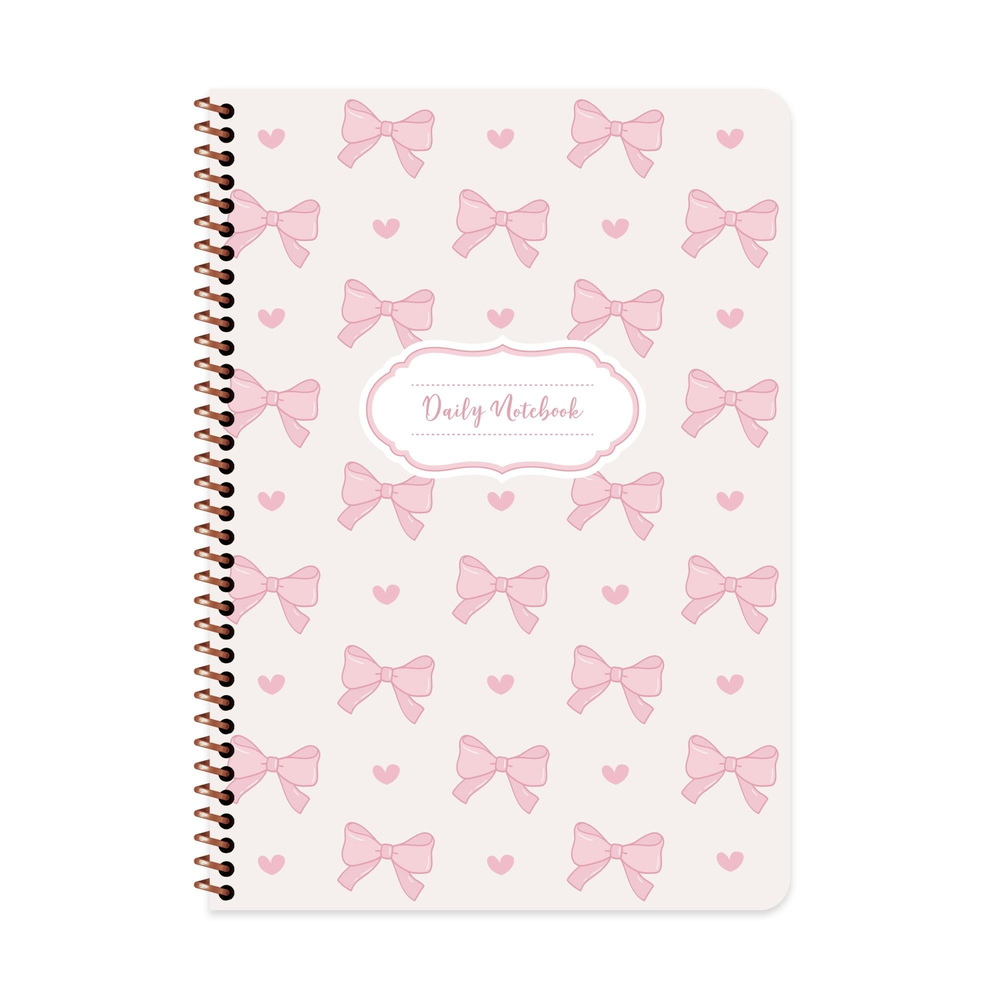 Keskin A4 Kurdele Çizgili Spiralli Karton Kapak Defter - Pembe Kurdele