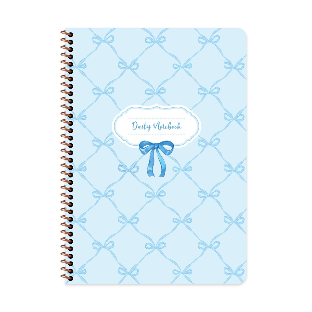 Keskin A4 Kurdele Çizgili Spiralli Karton Kapak Defter - Mavi Kurdele