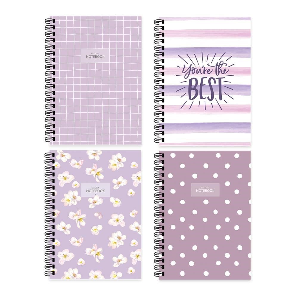 Keskin A6 Çizgili Kare Model Lila Defter - 4'lü Set