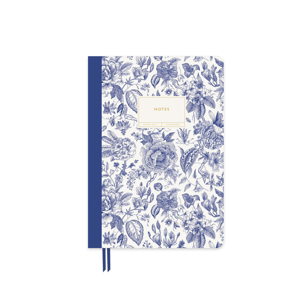 Limited Edition A5 Ciltli Sert Kapak Not Defteri Chinoiserie Mavi