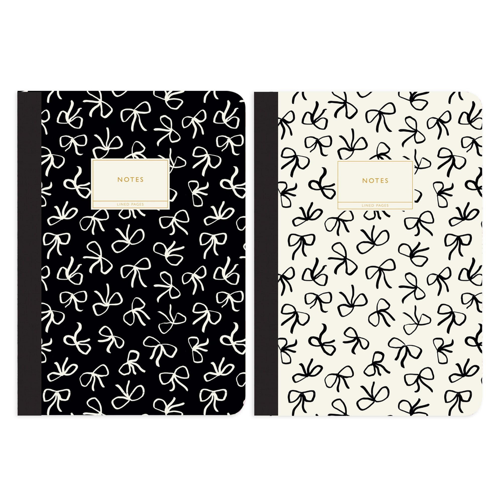 Limited Edition B5 Terzi Dikişli Karton Kapak 2'li Not Defteri - Black & White Bows