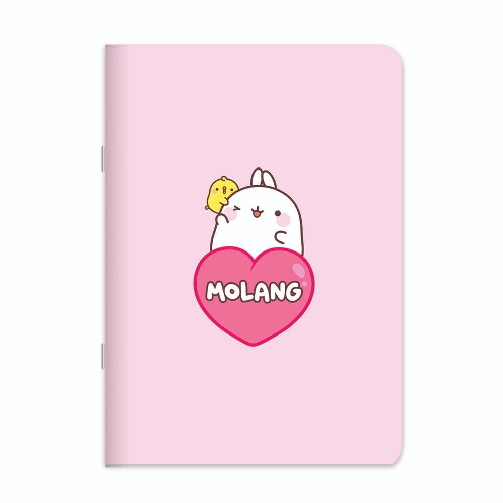 Molang 18,5x26 Tel Dikişli Stickerli Çizgili Defter - Pembe