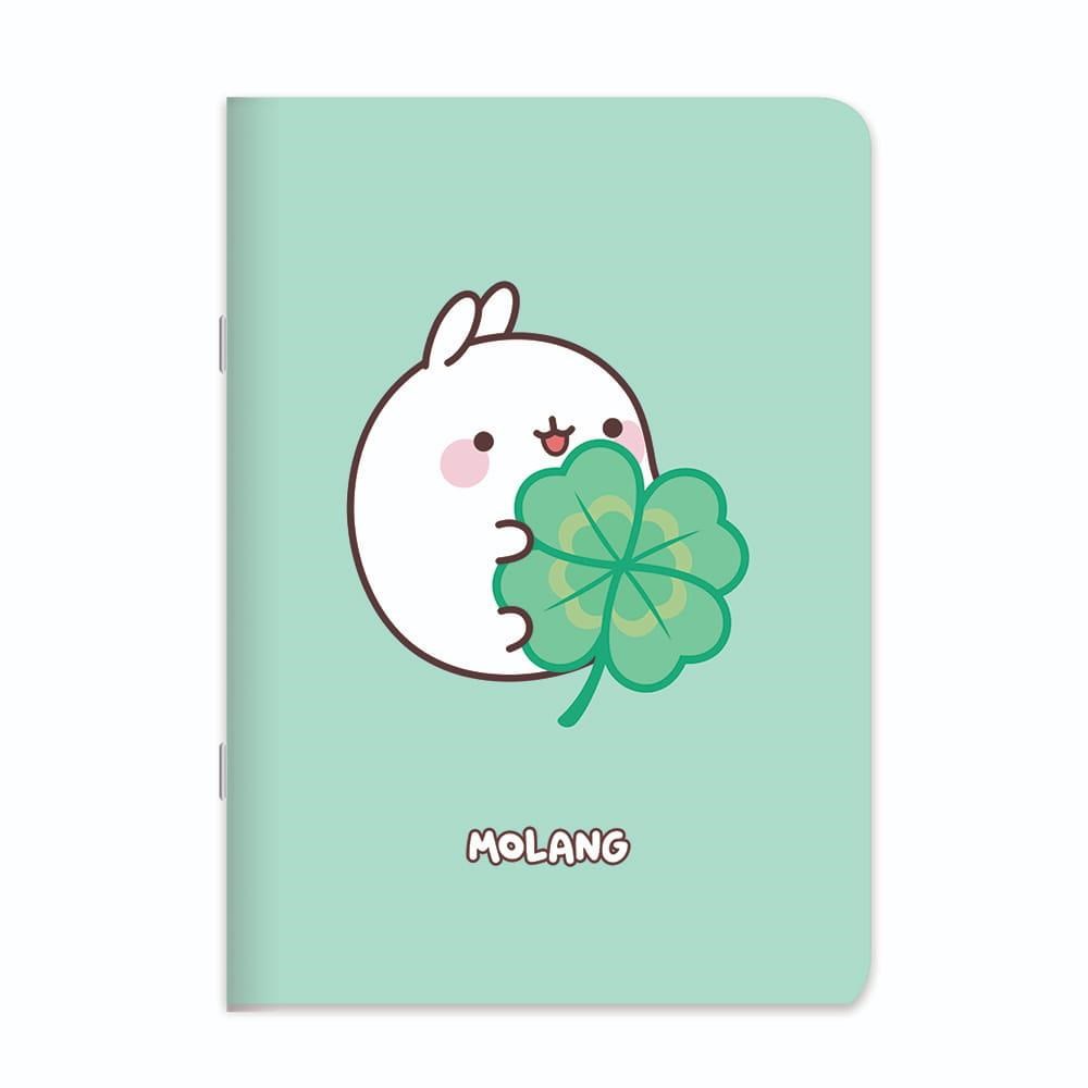 Molang 18,5x26 Tel Dikişli Stickerli Çizgili Defter - Koyu Yeşil