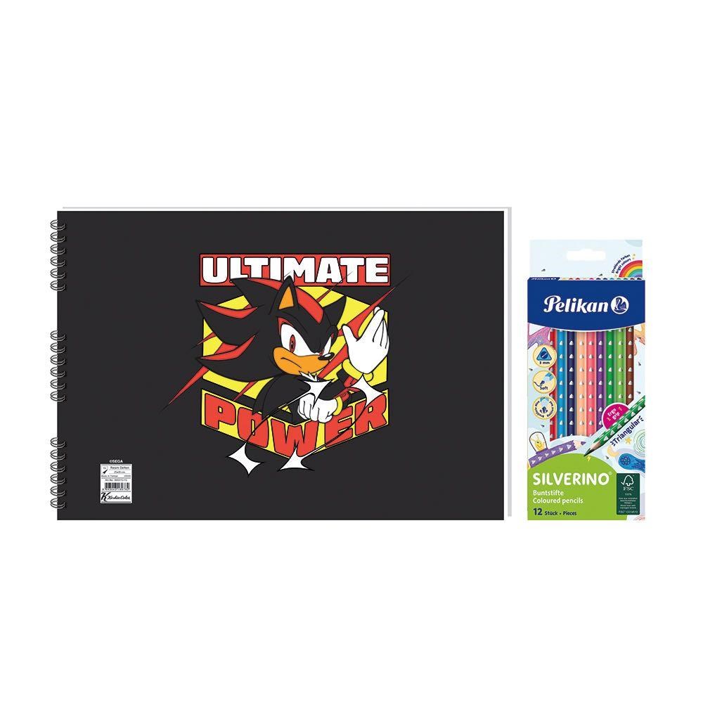 Sonic 25x35 Spiralli Resim Defteri - Pelikan Pastel Renkler 12'li Kuru Boya 2'li Set 4