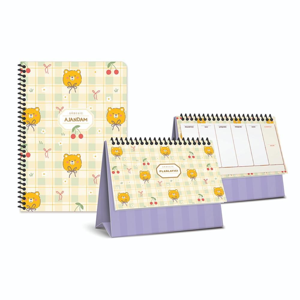 Süresiz Ajanda & Masaüstü Planlayıcı Sert Kapak 2’li Set – Sarı