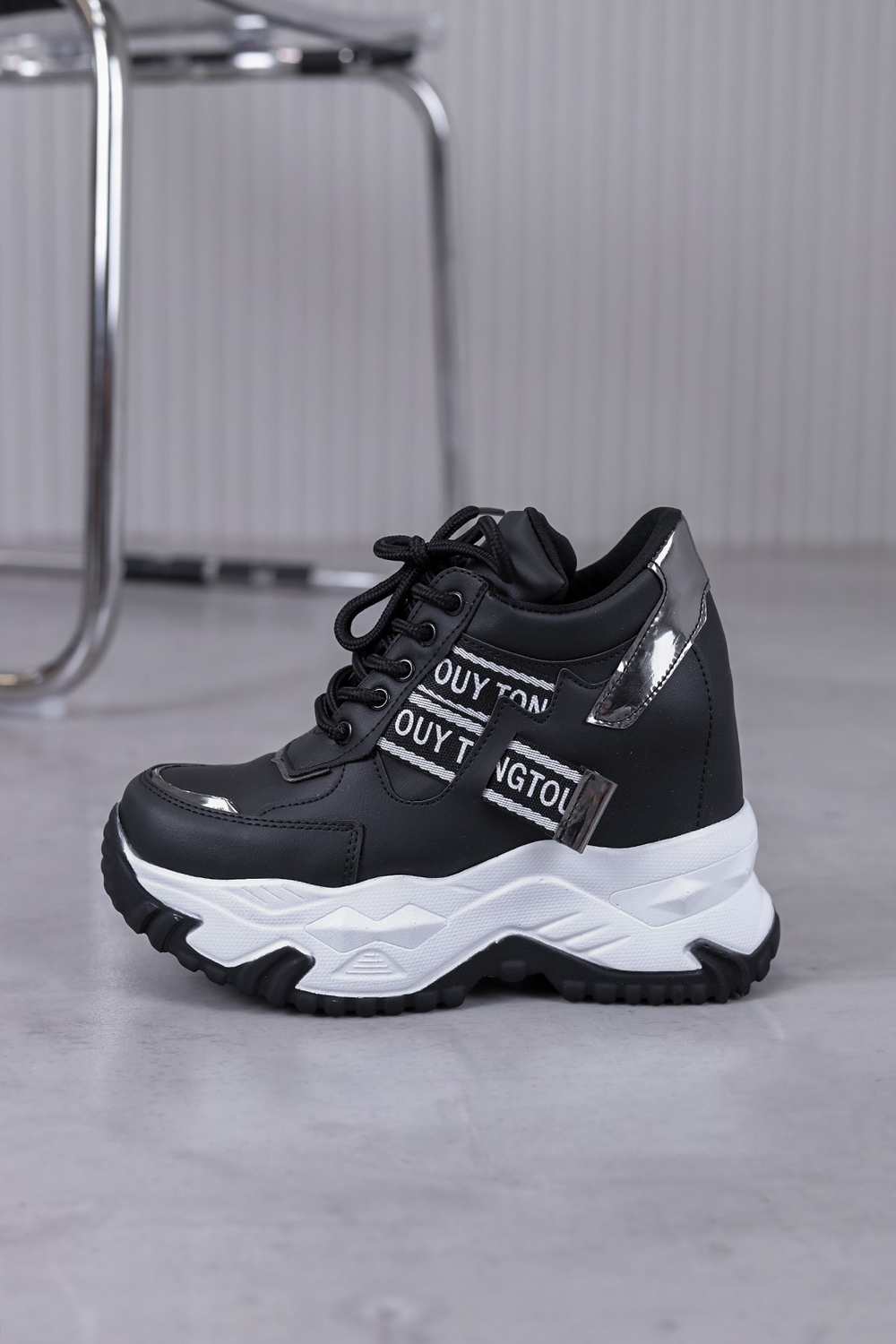 fm8009 model dolgu topuk 9 cm yeni sezon spor ayakkabı SIY.BEY