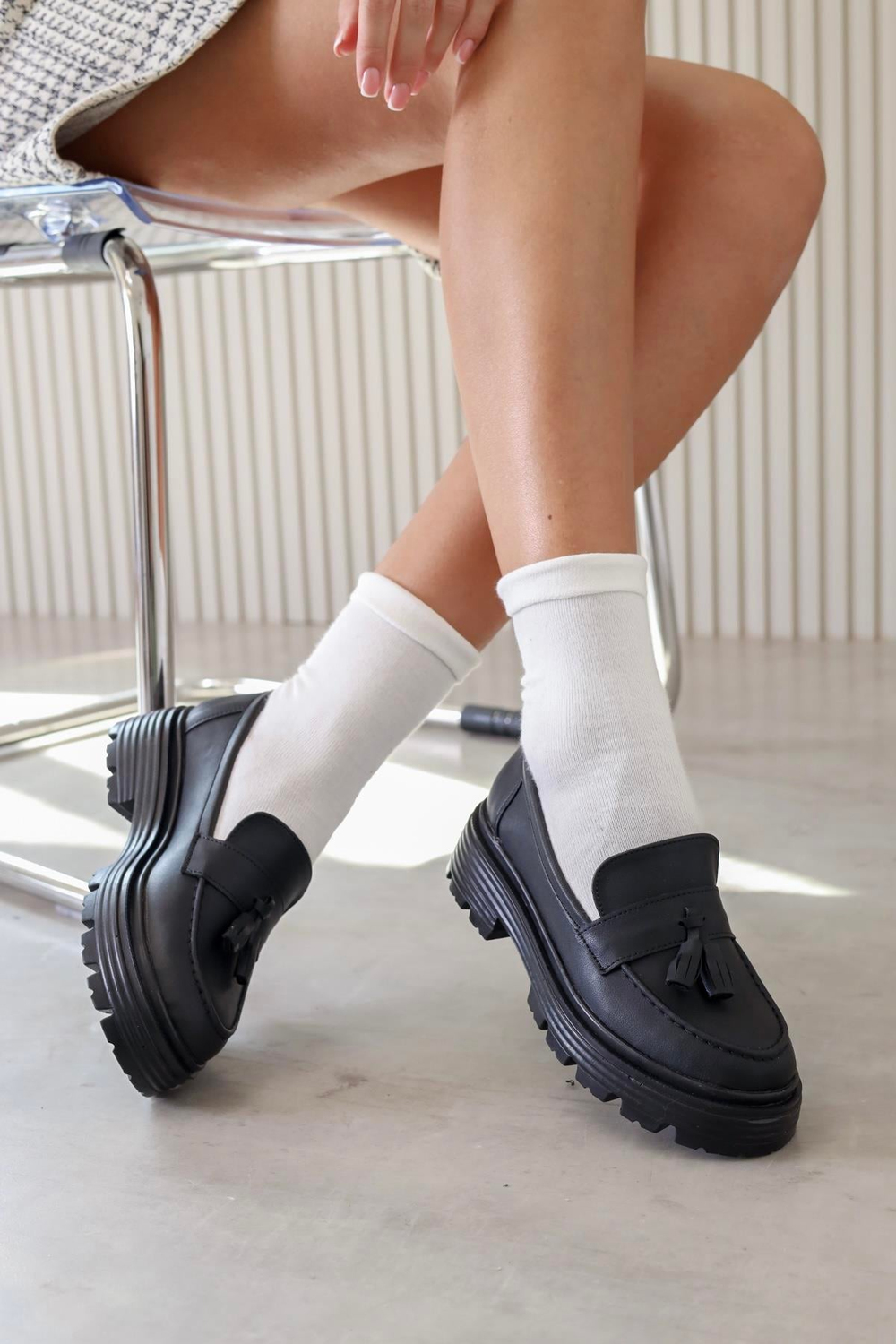 FN61  MODEL 3 CM TABANLI LOAFER BABET SIYAH