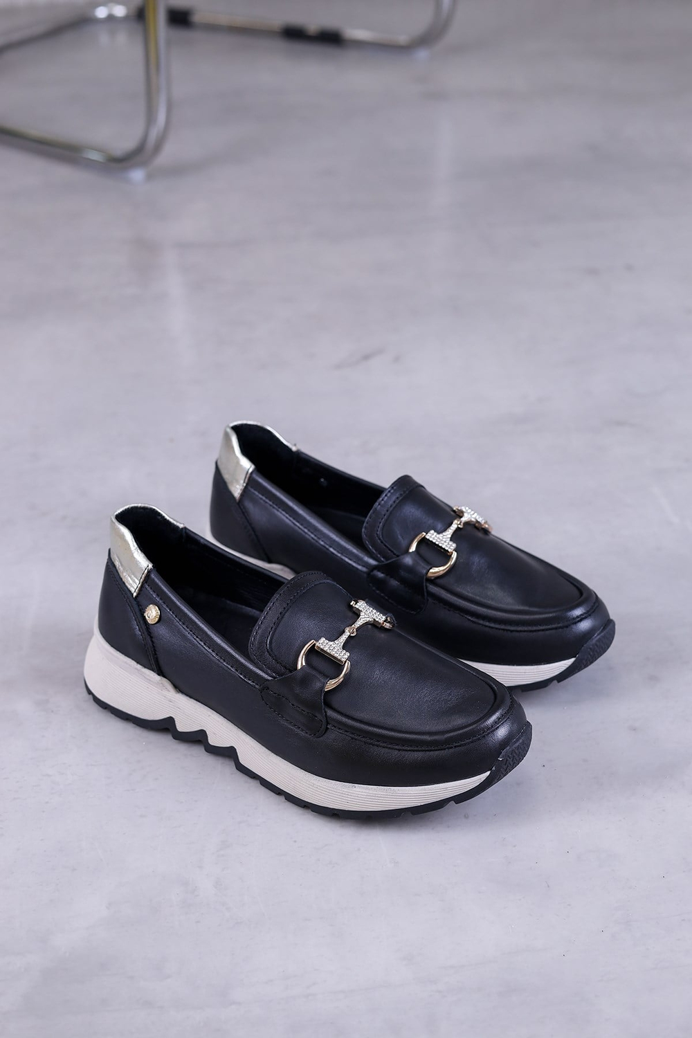 m3395 model mammamia marka 3 cm dolgu taban yeni sezon orjinal deri babet loafer SIYAH