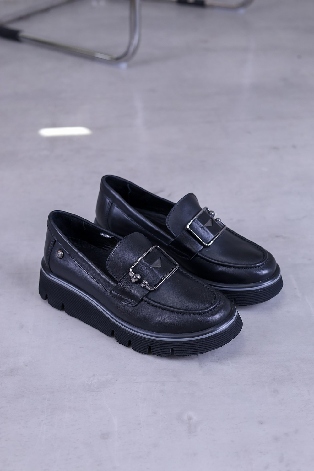 m3740  model mammamia marka 3 cm tabanlı yeni sezon orjinal deri babet loafer SIYAH