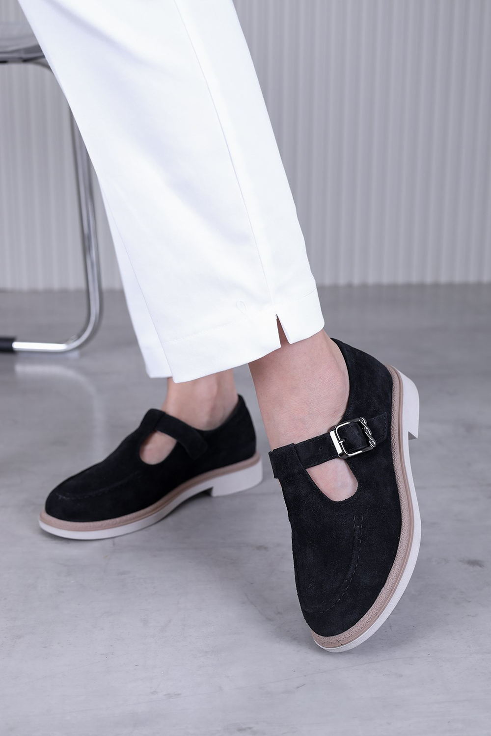 nomi model 3 cm tabanlı yeni sezon babet loafer SIY.SUET