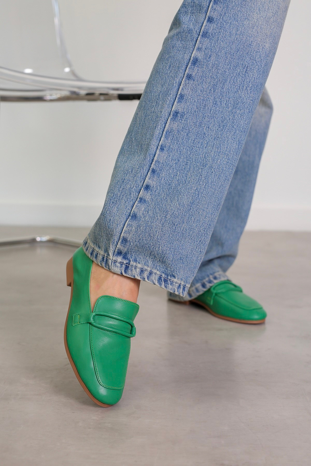 PİLLOW MODEL GERÇEK ORJİNAL DERİ BABET LOAFER YESIL