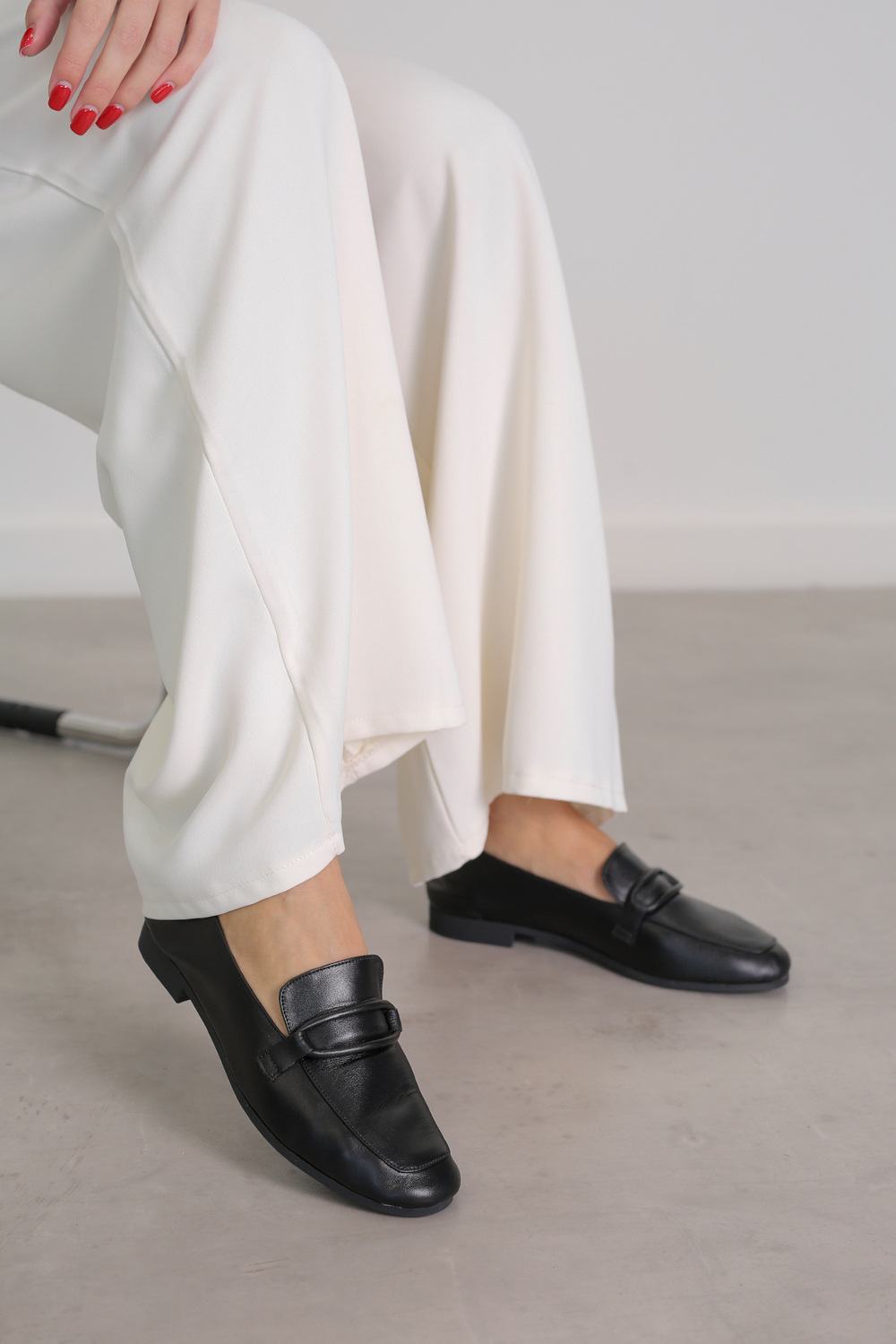 PİLLOW MODEL GERÇEK ORJİNAL DERİ BABET LOAFER SIYAH