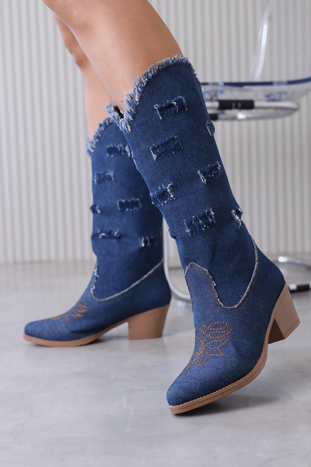 setla  model 5 cm topuklu yeni sezon uzun çizme western KOT