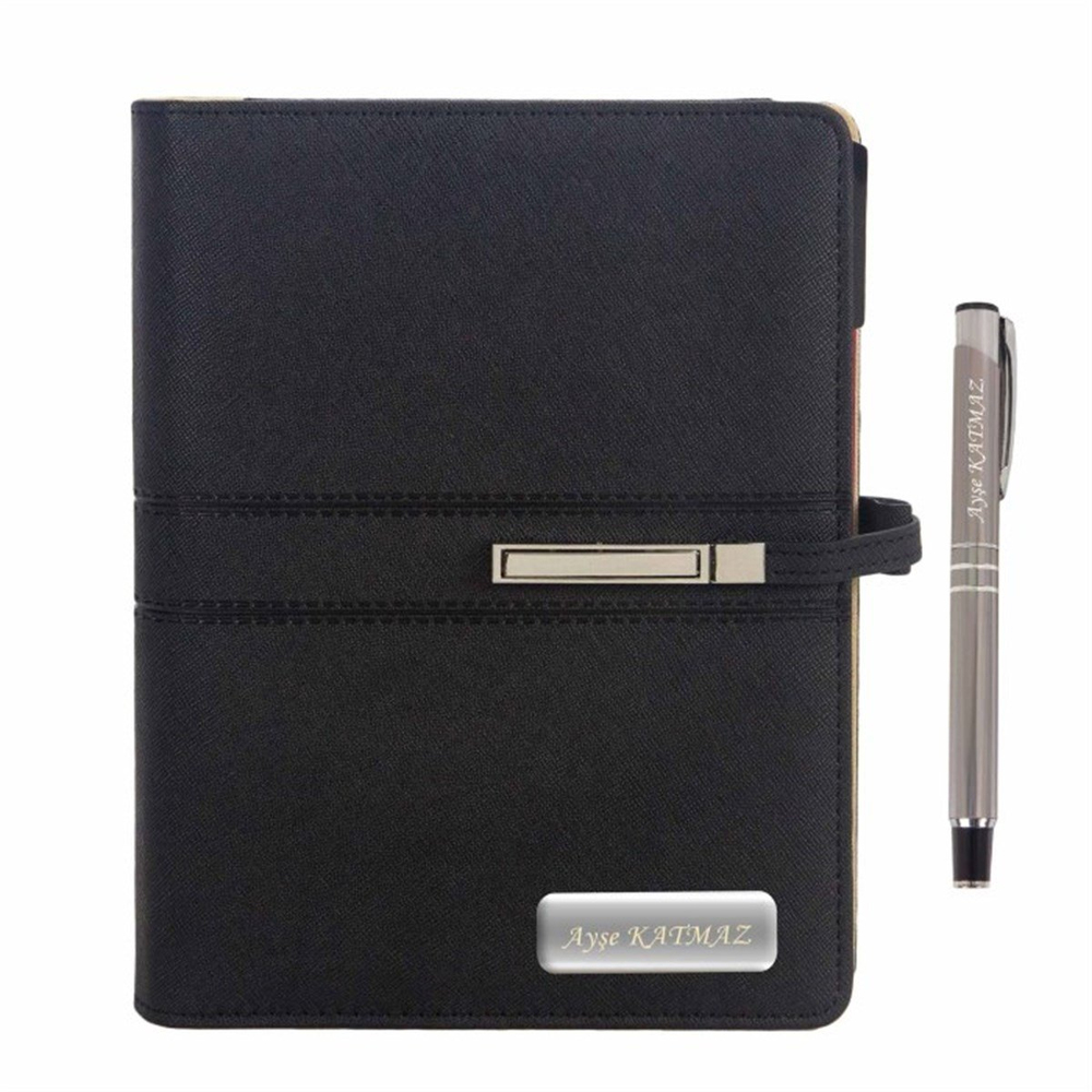 İsme Özel 2020 Organizerli Lüx Ajanda ve Kalem Seti - Siyah