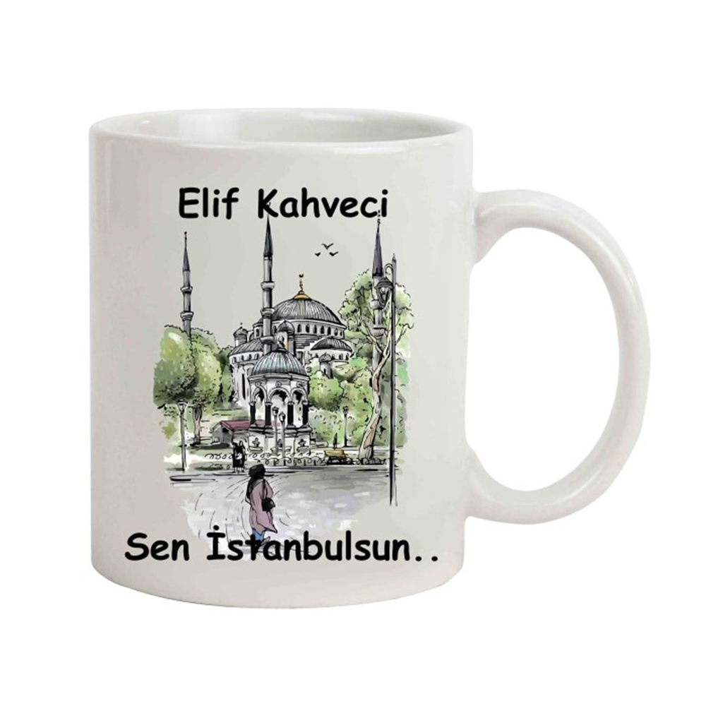 İsme Özel Cami Temalı Sen İstanbulsun Kupa Bardak
