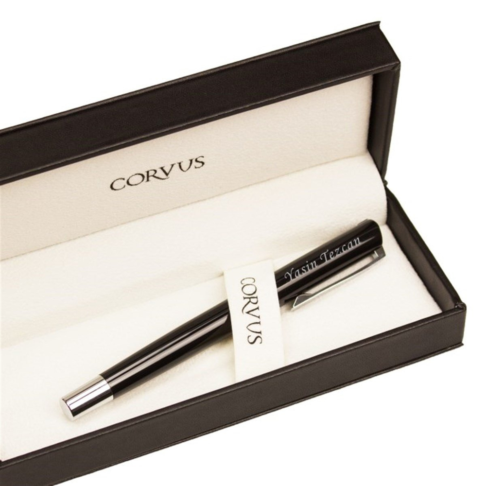 İsme Özel Corvus Marka Siyah Gövdeli Metal Dolma Kalem 