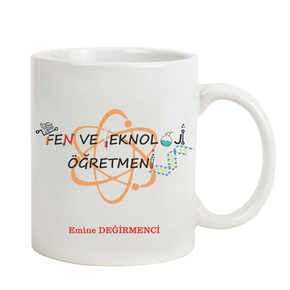 İsme Özel Fen Ve Teknoloji Öğretmeni Temalı Kupa Bardak