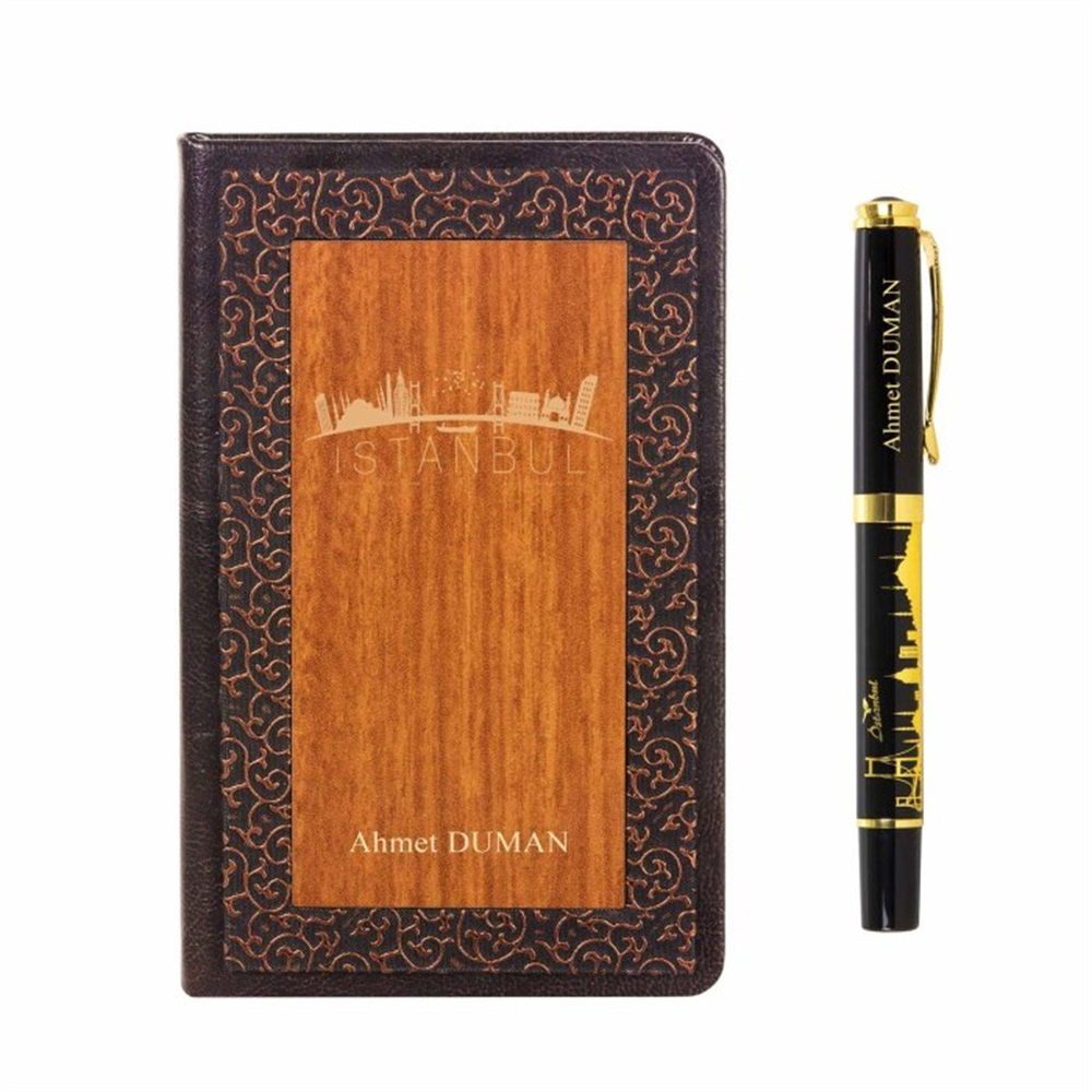 İsme Özel İstanbul Temalı Premium Defter ve Kalem Seti Küçük Boy