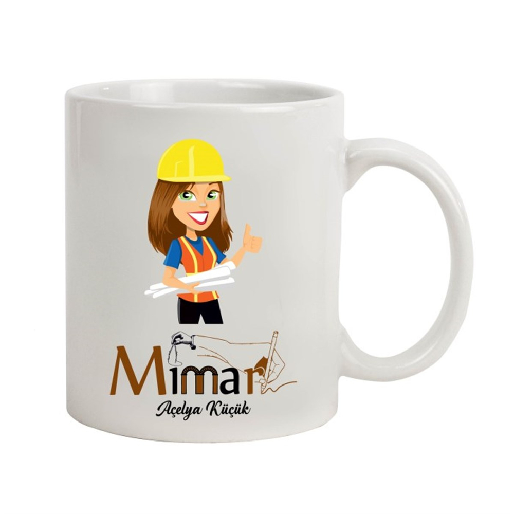 İsme Özel Kadın Mimar Temalı Kupa Bardak