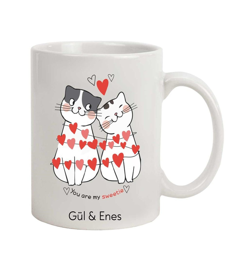 İsme Özel Kupa Bardak-Cats Love Temalı