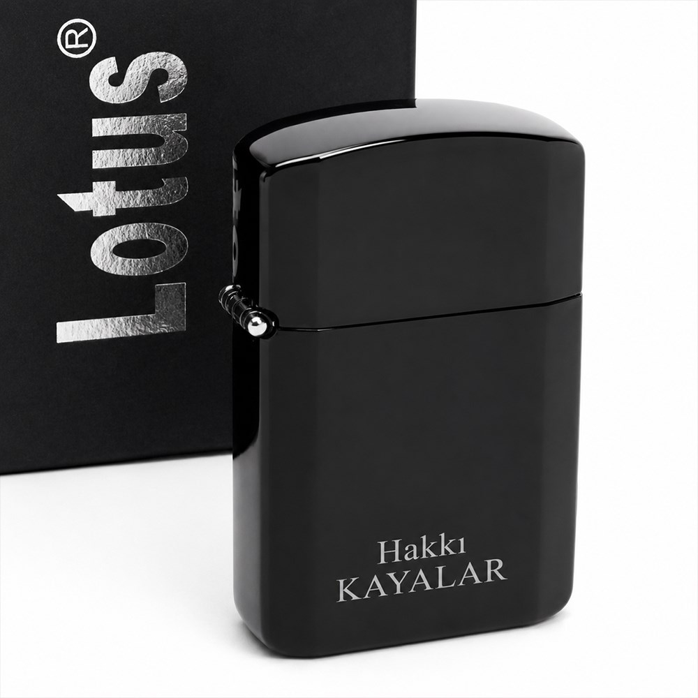 İsme Özel Lotus Marka Benzinli Çakmak ve Benzin Seti Siyah
