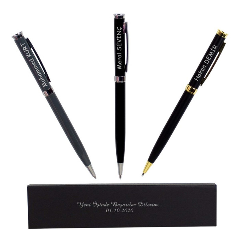 İsme Özel Metal Tükenmez Promosyon Kalemi Tasarım Kutulu