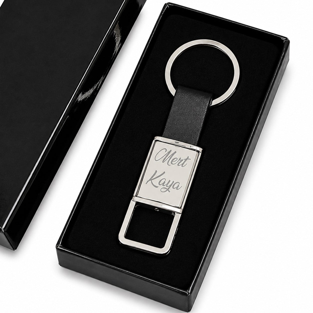 İsme Özel Premium Metal Ayrıntılı Deri Anahtarlık