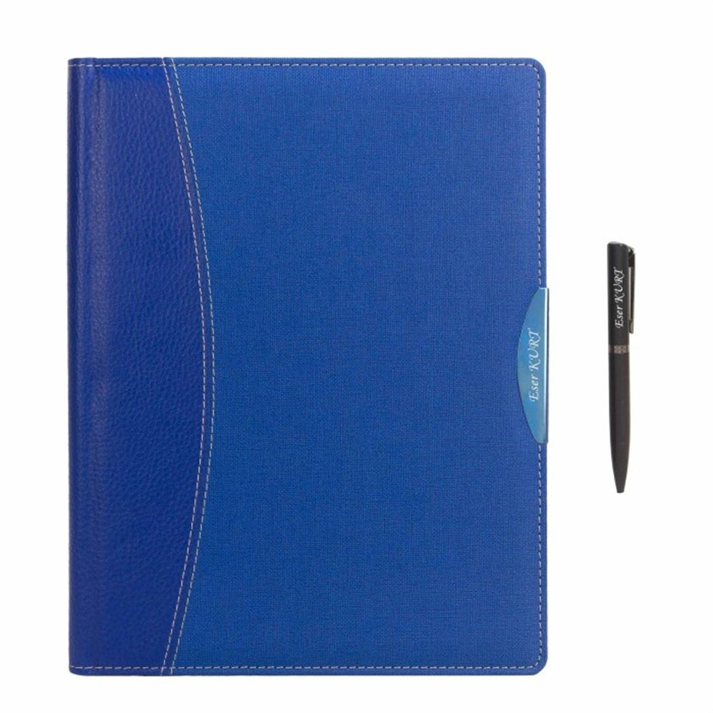 İsme Özel Sekreter Bloknot ve Kalem Seti Lacivert Büyük Boy