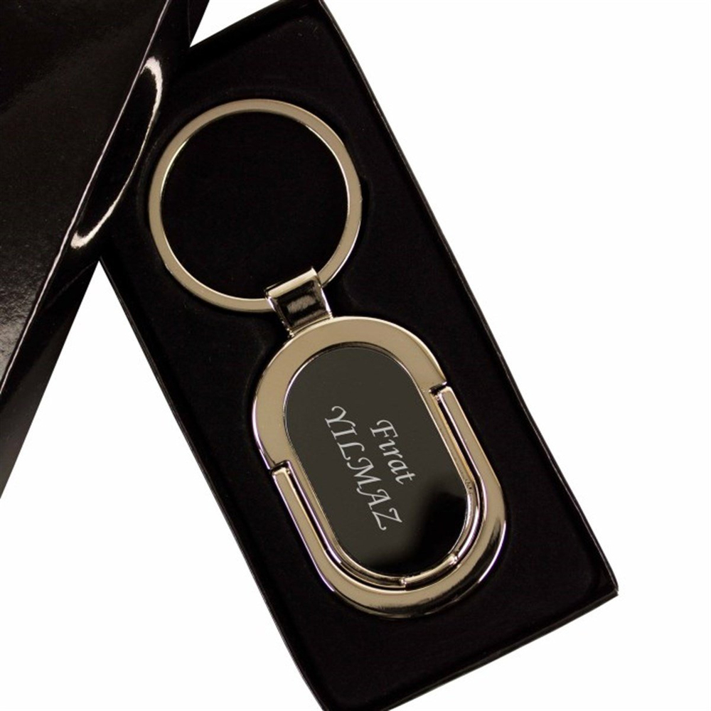 İsme Özel Stantlı Metal Oval Anahtarlık