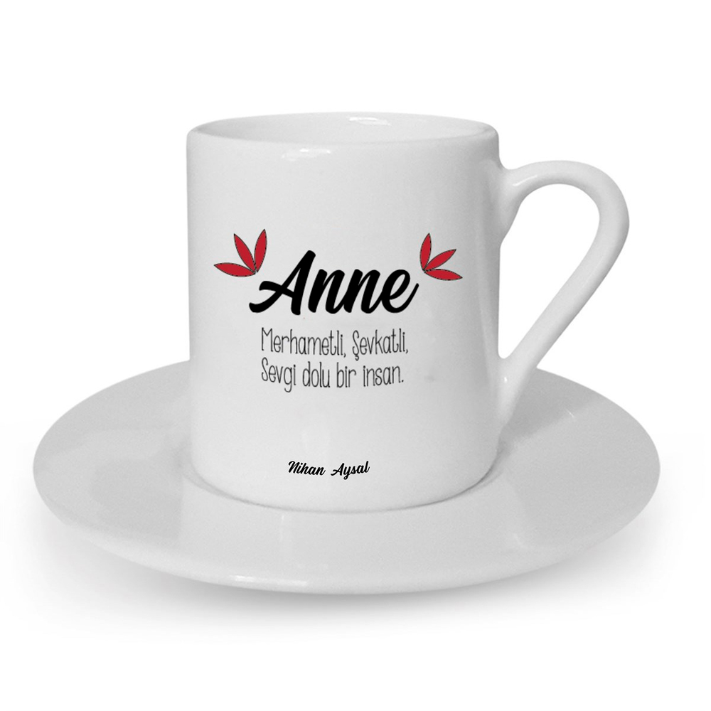 İsme Özel Türk Kahvesi Fincanı Seti - Anne