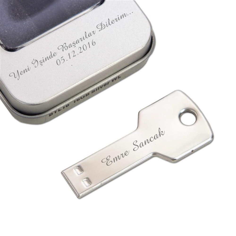 Kişiye Özel Anahtar Tasarımlı Metal Usb Bellek 8 Gb Gümüş