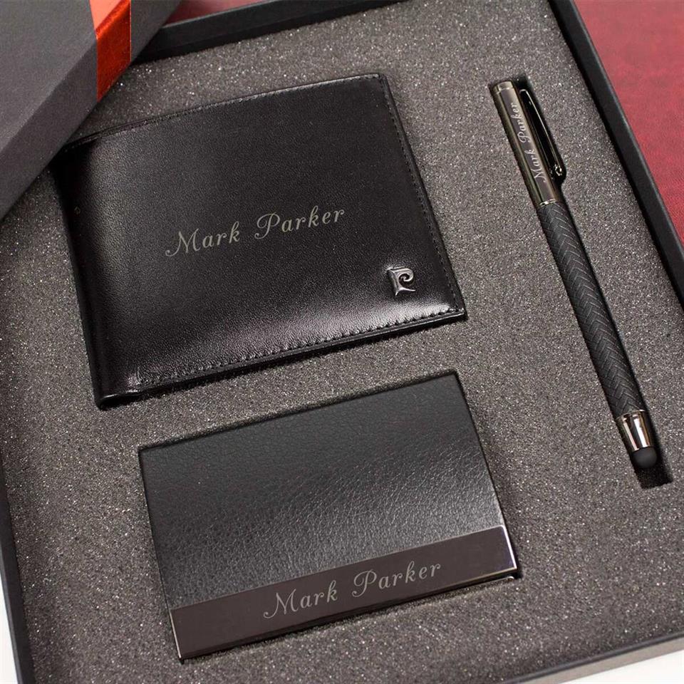 Pierre Cardin Deri Erkek Cüzdanı Kartvizitlik ve Kalem Seti P2368