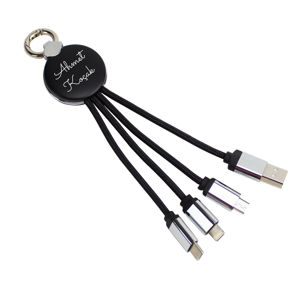 Usb Girişli 3'lü Şarj Kablosu 