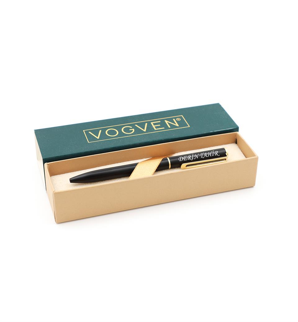 Vogven Marka İsme Özel Gold Detaylı İnce Tükenmez Kalem