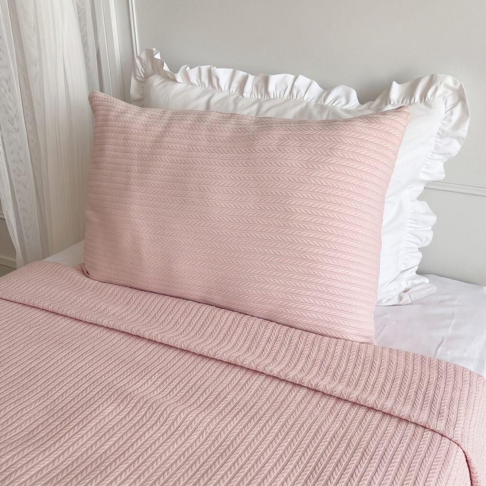 PİKE TAKIMI ÖRGÜ DESEN-AÇIK PEMBE