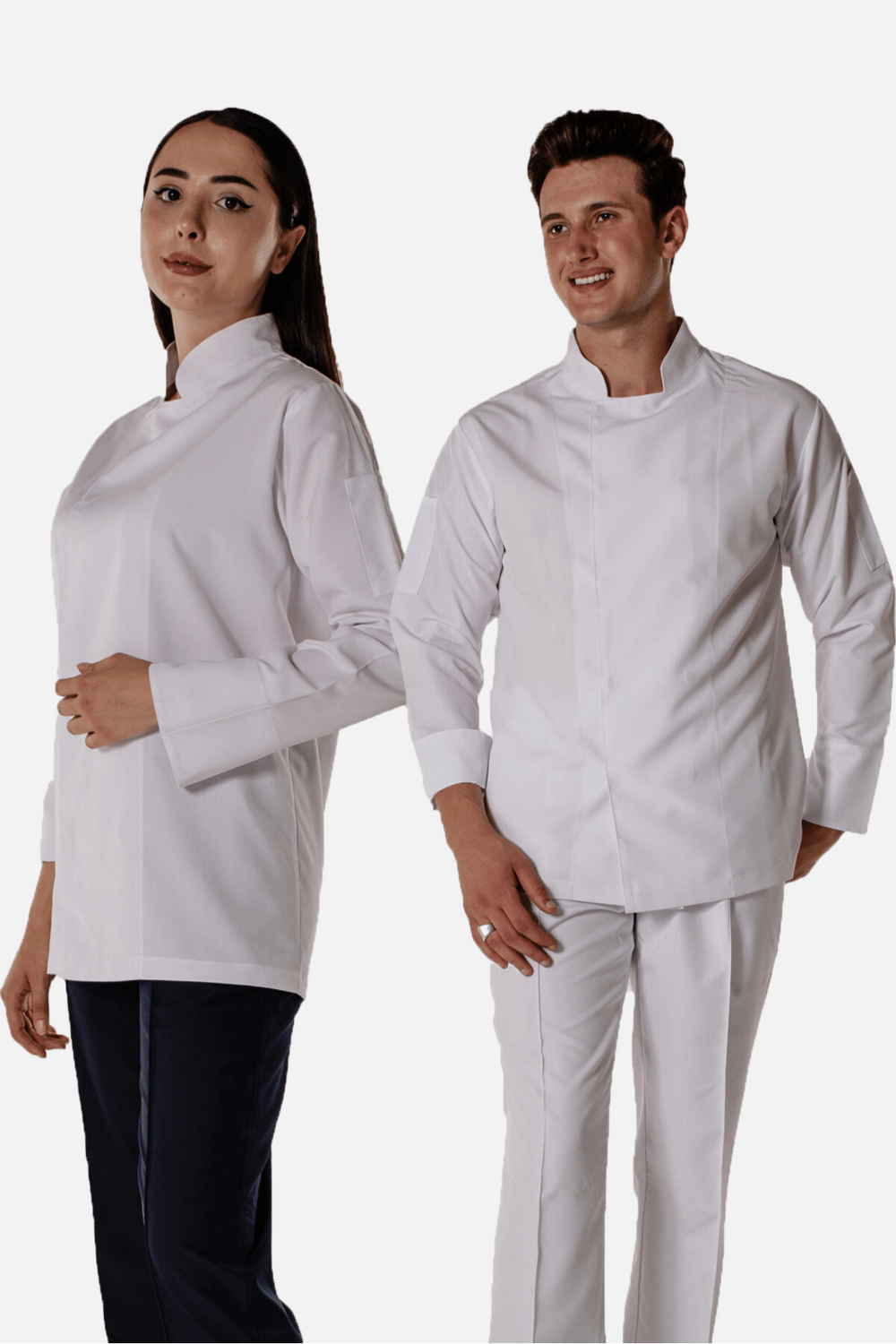 Beyaz Unisex Aşçı ve Mutfak Şef Ceketi Gizli Çıtçıtlı